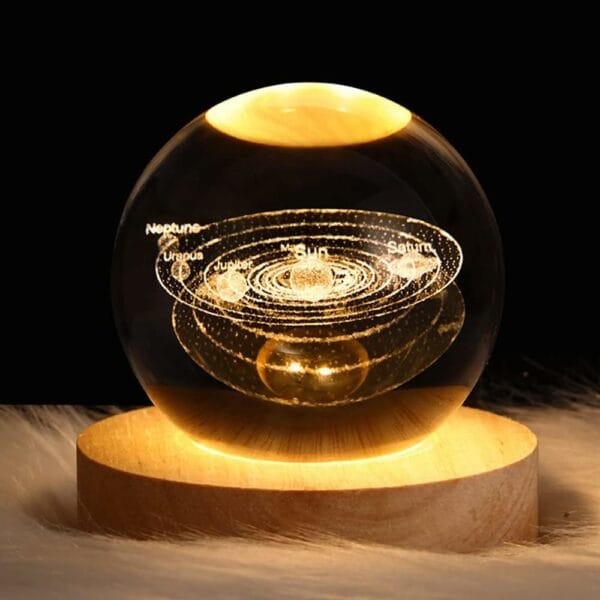 3D Crystal Ball Solar System Model Night Light