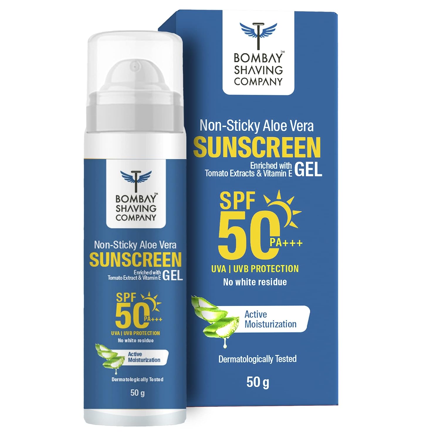 Non-Sticky Sunscreen Gel with Aloe Vera Extracts & Vitamin E - SPF 50 PA+++  UVA/