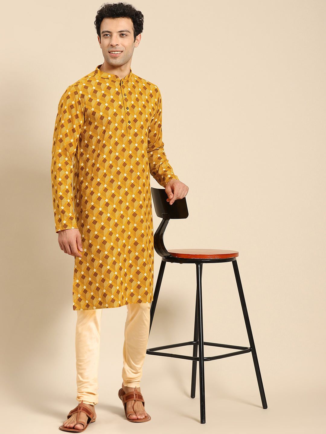 Amodh by Kisah Men's Mustard Kurta Set