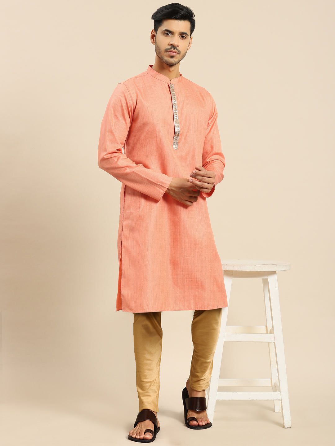 Amodh by Kisah Men's Peach Kurta Set