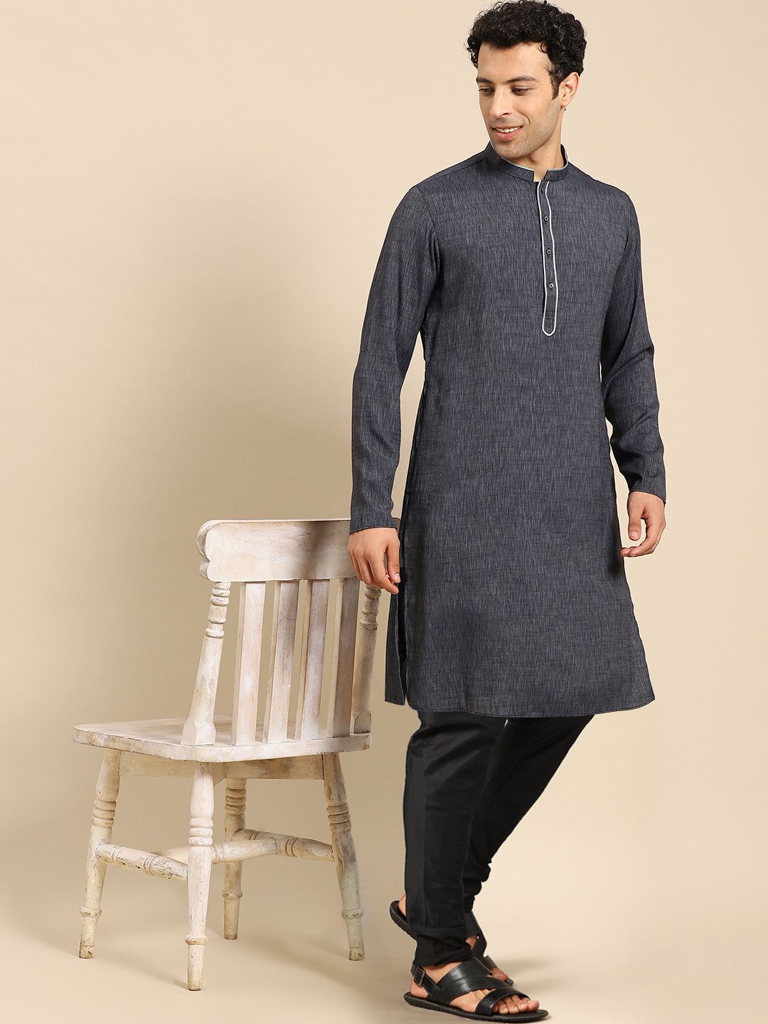 Amodh by Kisah Men's Grey Kurta Set