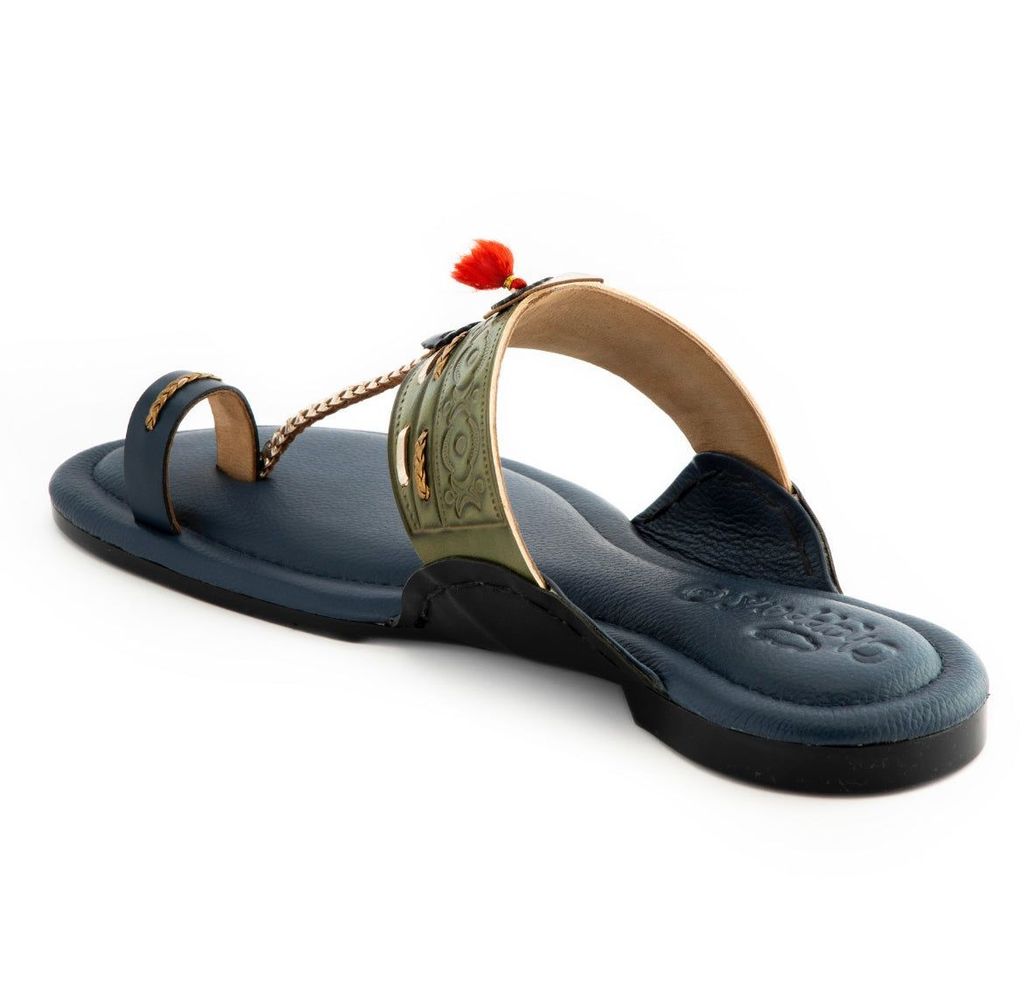 Top Men Arabica- vy Blue Handmade Leather Sandals 2025 at ShopCircuit | ONDC