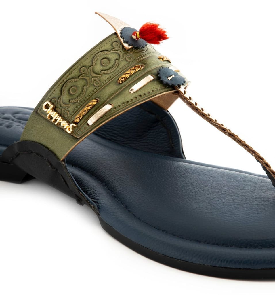 Top Men Arabica- vy Blue Handmade Leather Sandals 2025 at ShopCircuit | ONDC