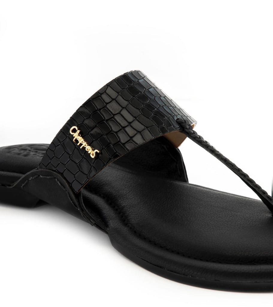 Best Men Vira - Black Croc Handmade Leather Sandals 2025 at ShopCircuit | ONDC