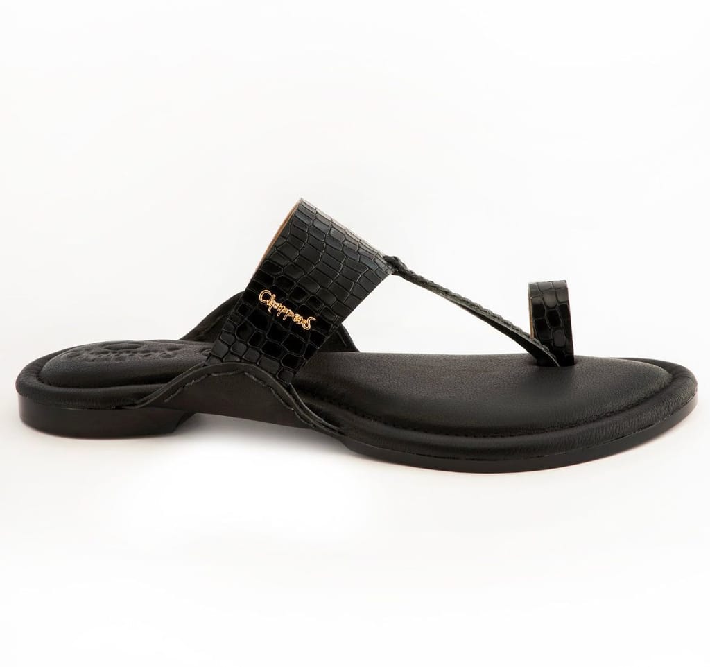 Best Men Vira - Black Croc Handmade Leather Sandals 2025 at ShopCircuit | ONDC