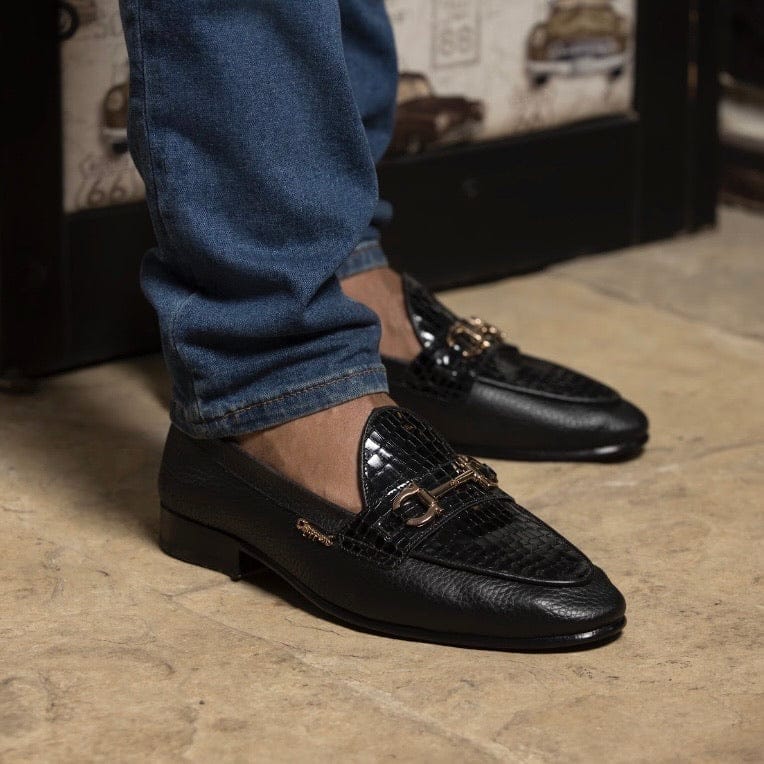 Luxurious Men Belgians - Black Croc Handmade Leather Sandals 2025 at ShopCircuit | ONDC