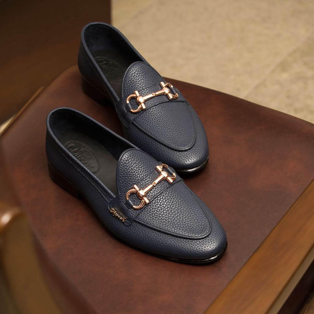 Trendy Men Belgians - vy Blue Handmade Leather Sandals 2025 at ShopCircuit | ONDC