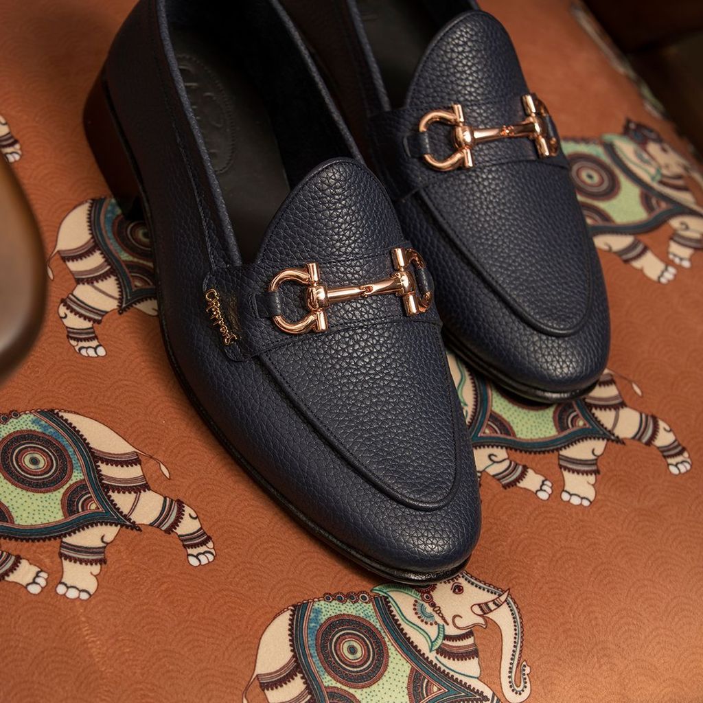 Trendy Men Belgians - vy Blue Handmade Leather Sandals 2025 at ShopCircuit | ONDC