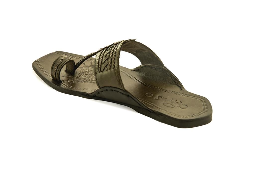 Chic Men Regal :  Olive Green - Black Handmade Leather Sandals 2025 at ShopCircuit | ONDC