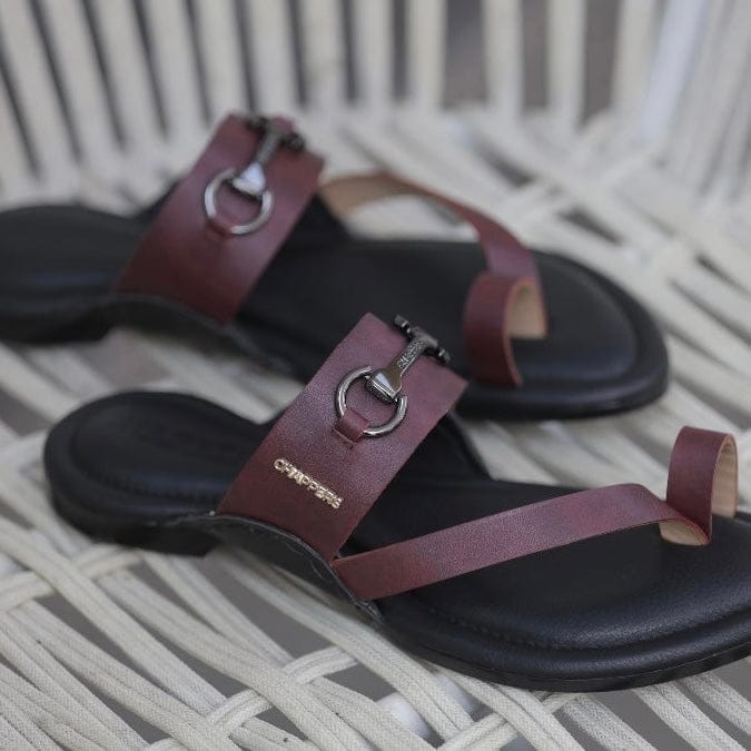 Best Men Hunter - Burgundy/Black Leather Sandals 2025 at ShopCircuit | ONDC