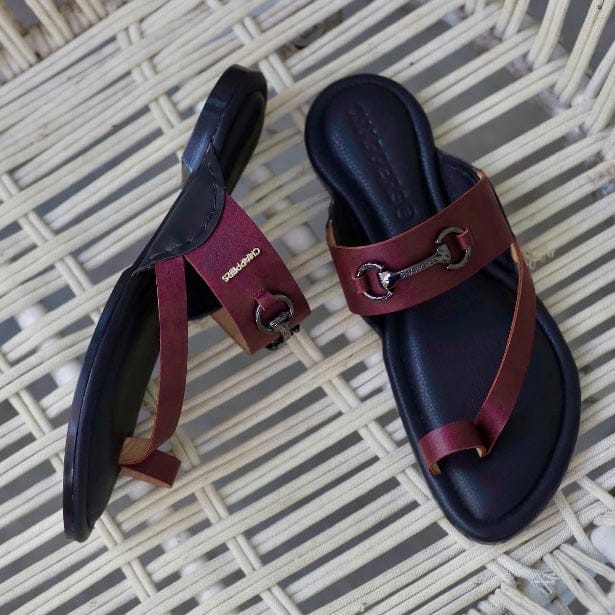 Best Men Hunter - Burgundy/Black Leather Sandals 2025 at ShopCircuit | ONDC