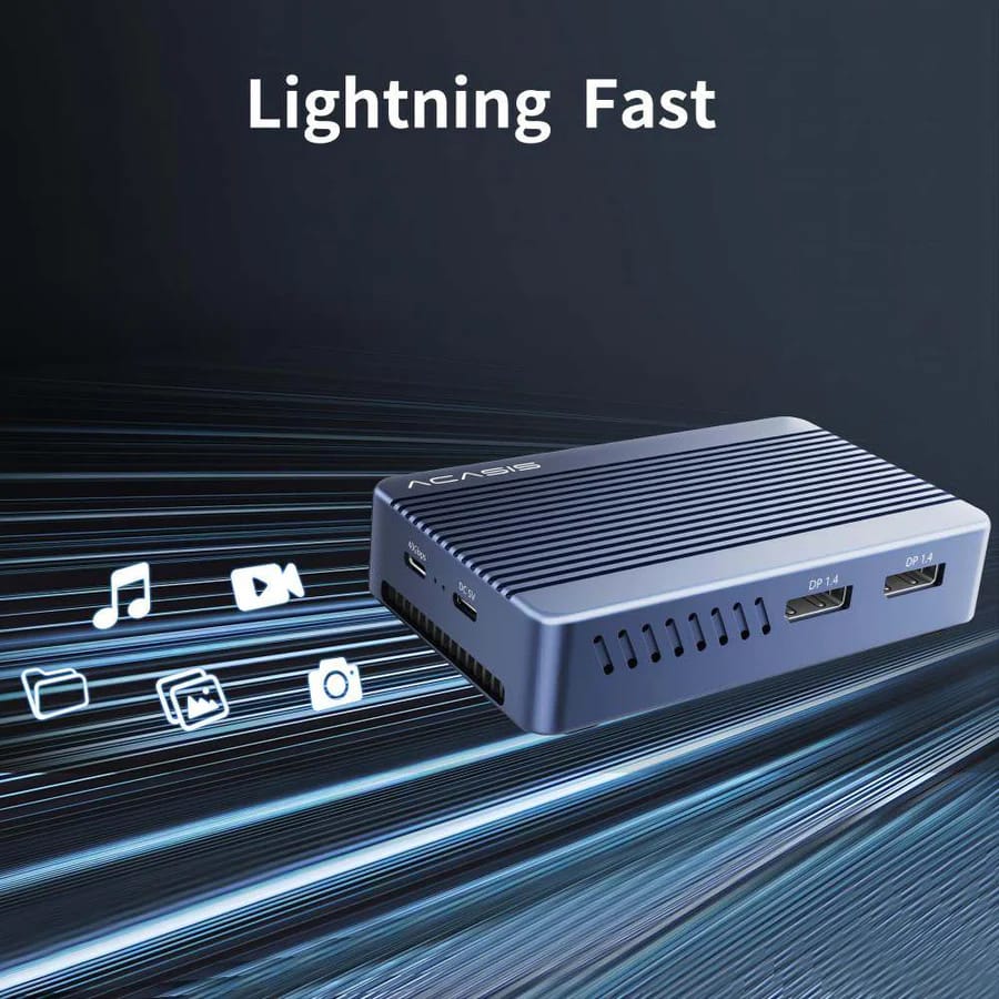 ACASIS Mac Mini Dock Dual Monitor with 40Gbps M.2 NVMe SSD Enclosure, 2*DP1.4, 2*USBA 3.1, 1 USBC 10Gbps, for Thunderbolt 4/USB4/3.2/3.1/3.0, M1/M2