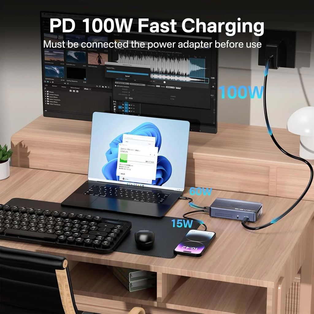 ACASIS Dual-Bay 40Gbps M.2 SSD Enclosure, Cooling Fan,Mac Mini Dock Dual Monitor,Dual nvme Enclosure Support Software RAID, for M1/M2/Windows