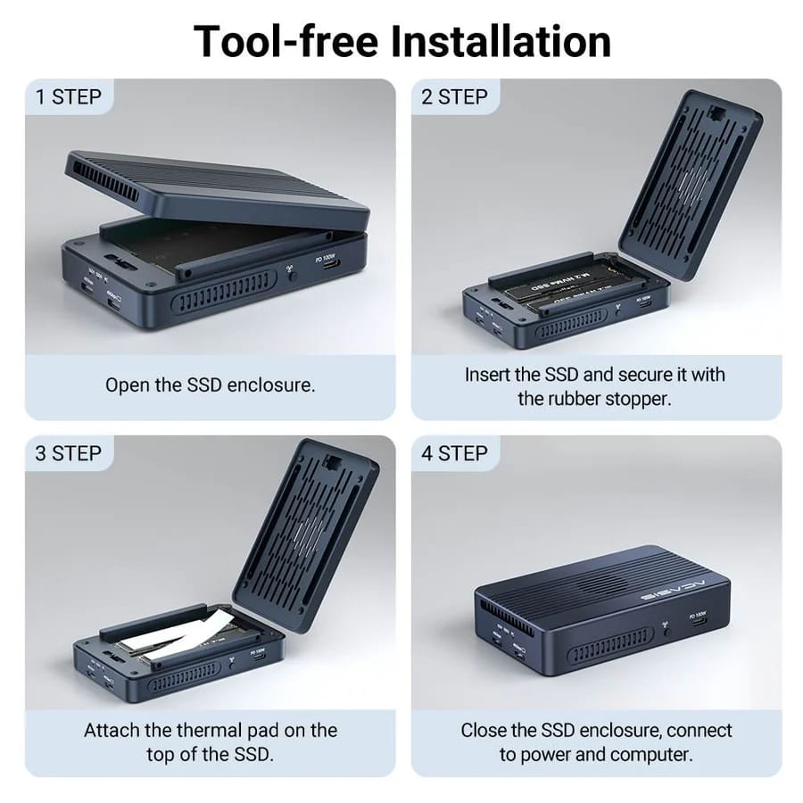 ACASIS Dual-Bay 40Gbps M.2 SSD Enclosure, Cooling Fan,Mac Mini Dock Dual Monitor,Dual nvme Enclosure Support Software RAID, for M1/M2/Windows