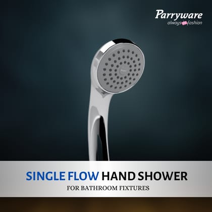 Parryware Single Flow Hand Shower With Hose & Clutch | Handheld Shower for Bathroom with Steel Flexible Tube Pipe 1 Meter/Hand Shower with Hose Pipe for Home/Hotel | Chrome Finish | E8376A1/T9902A1