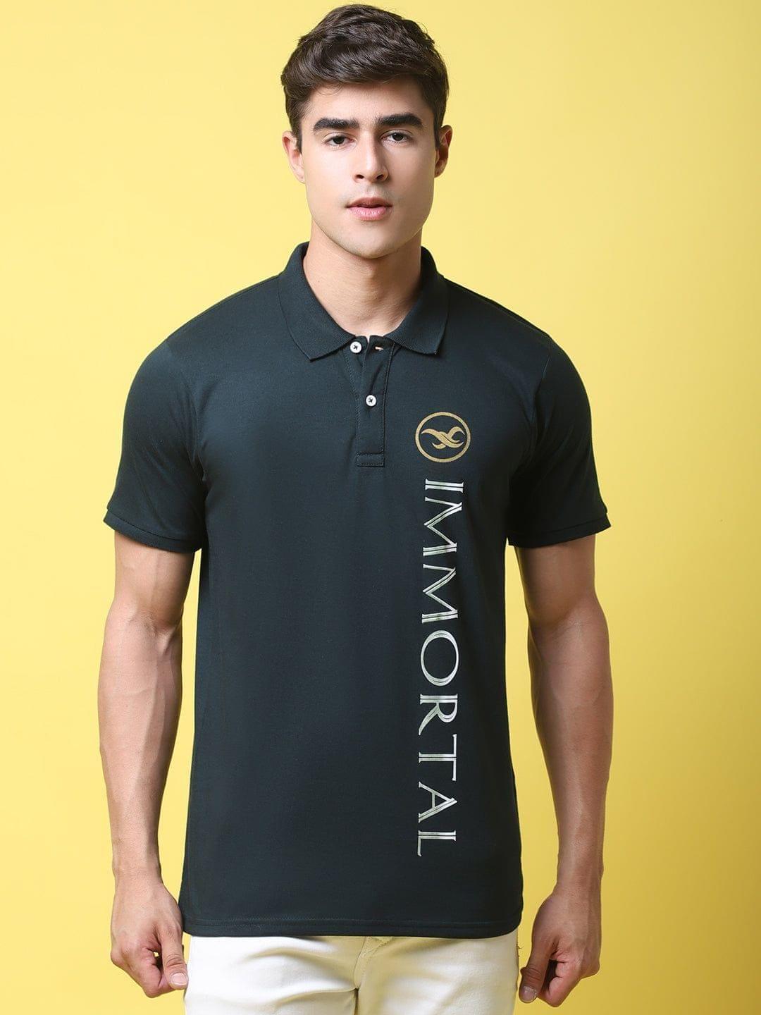 Rodamo Typography Printed Polo Collar Cotton Slim Fit T-shirt
