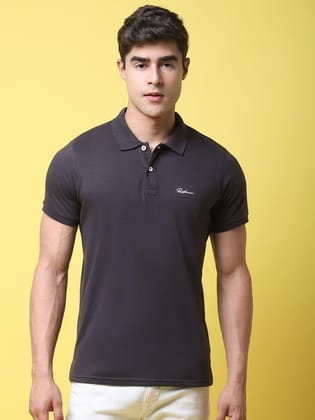 Rodamo Typography Back Printed Polo Collar Slim Fit T-shirt