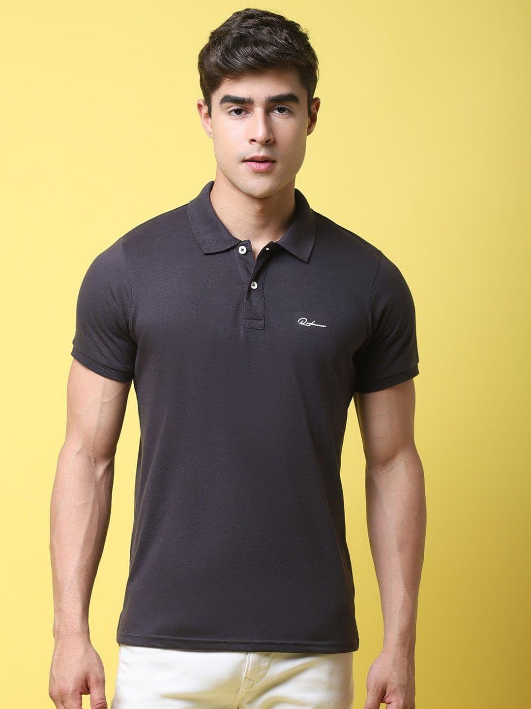 Rodamo Typography Back Printed Polo Collar Slim Fit T-shirt