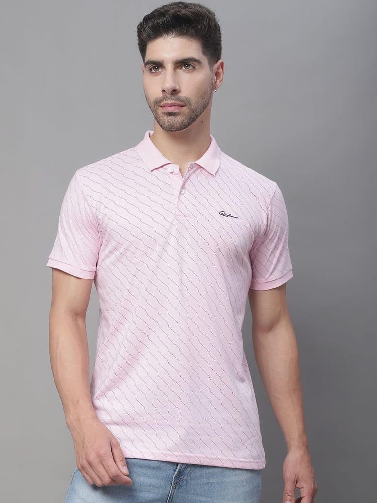 Rodamo Geometric Printed Polo Collar Cotton Slim Fit T-shirt
