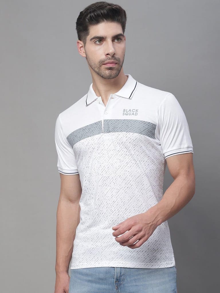 Rodamo Abstract Printed Polo Collar Cotton Slim Fit T-shirt
