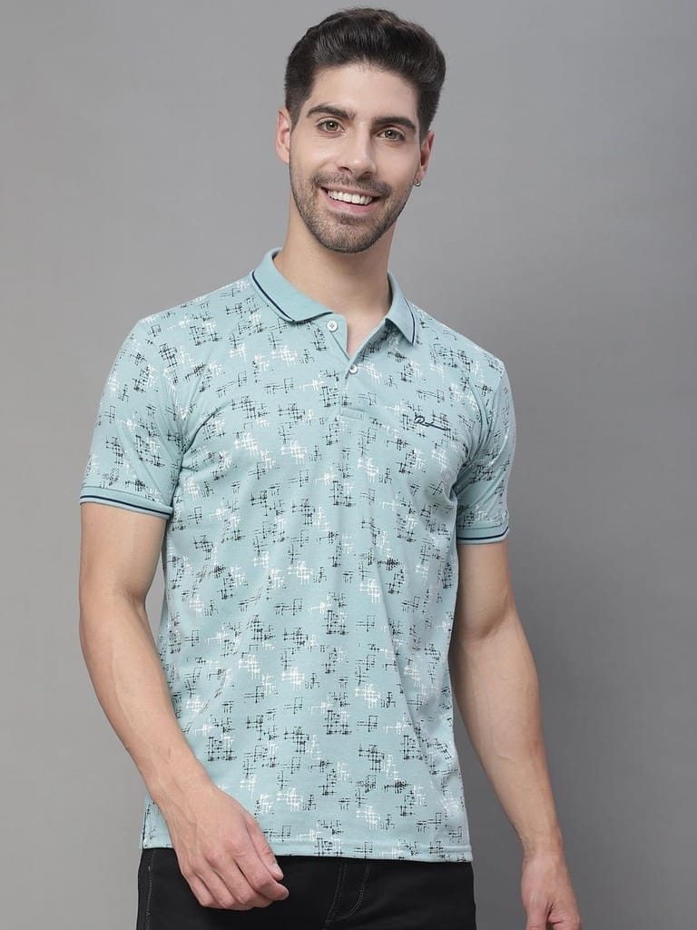 Rodamo Abstract Printed Polo Collar Slim Fit T-shirt