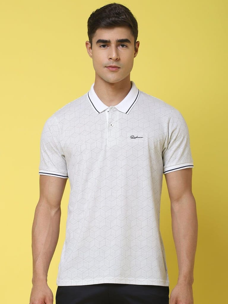 Rodamo Geometric Printed Polo Collar Slim Fit T-shirt
