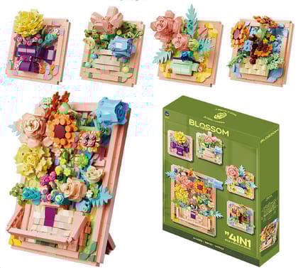 KTRS ENTERPRISE Building Blocks Pastoral Flower Language Bouquet Building Blocks Flower Ornaments Compatible with Lego Assembled Building Blocks Toys