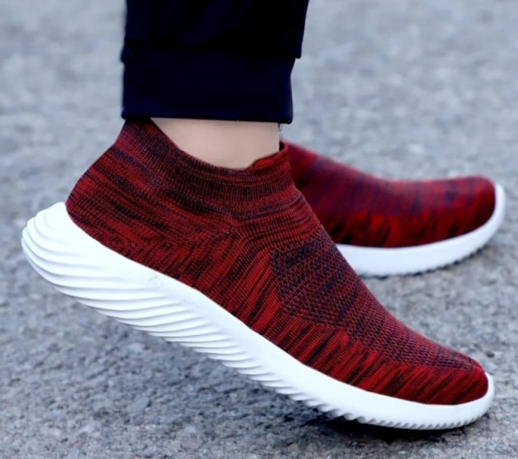 Premium Men Men's Red Mesh Slip-On Sneakers 2025 at ShopCircuit | ONDC