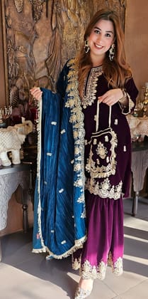 Blue Purple Black Red Sharara Suit Set Salwar Kameez Readymade Pakistani Stitched New Indian Ready To Wear Wedding Suit Blue Purple Black Red Sharara Suit Set Salwar Kameez Readymade Pakistani Stitched New Indian Ready To Wear Wedding Suit