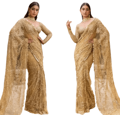 Gold Brown Readymade Designer Partywear sarees with stitched blouse New Ready To Wear Wedding Saree Gold Brown Readymade Designer Partywear sarees with stitched blouse New Ready To Wear Wedding Saree
