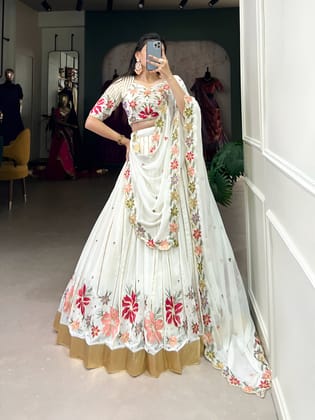 White Lehenga Choli Readymade Stitched For Wedding Women Party Skirt Ready To Wear White Lehenga Choli Readymade Stitched For Wedding Women Party Skirt Ready To Wear