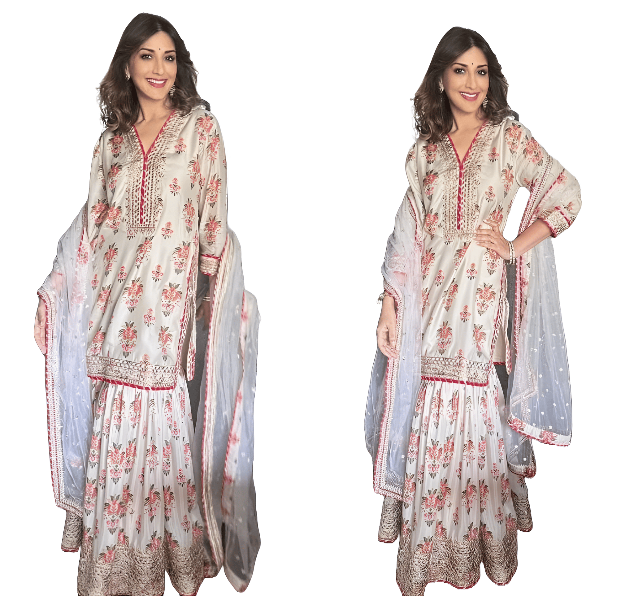 White Sharara Suit Set Salwar Kameez Readymade Pakistani Stitched New Indian Ready To Wear Wedding Suit
