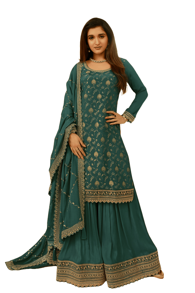 Green Palazzo Suit Set Salwar Kameez Readymade Pakistani Stitched New Indian Ready To Wear Wedding Suit