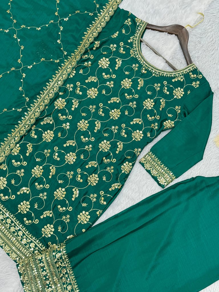 Green Palazzo Suit Set Salwar Kameez Readymade Pakistani Stitched New Indian Ready To Wear Wedding Suit
