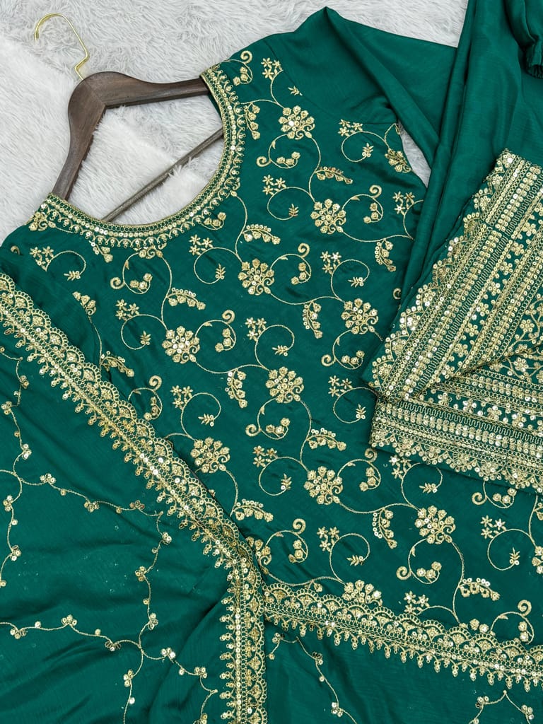 Green Palazzo Suit Set Salwar Kameez Readymade Pakistani Stitched New Indian Ready To Wear Wedding Suit