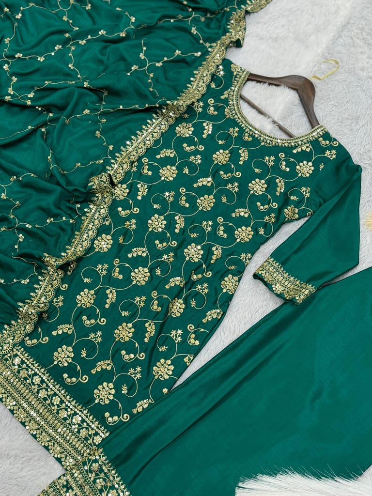 Green Palazzo Suit Set Salwar Kameez Readymade Pakistani Stitched New Indian Ready To Wear Wedding Suit