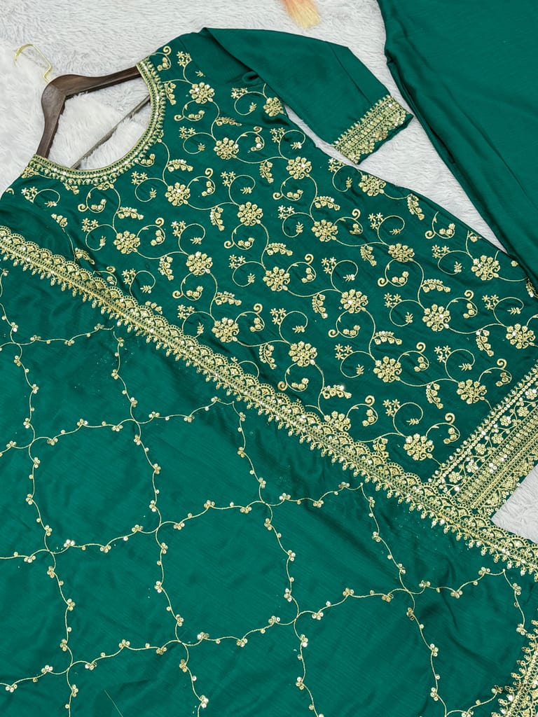 Green Palazzo Suit Set Salwar Kameez Readymade Pakistani Stitched New Indian Ready To Wear Wedding Suit