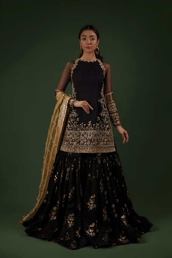 Black Sharara Suit Set Salwar Kameez Readymade Pakistani Stitched New Indian Ready To Wear Wedding Suit