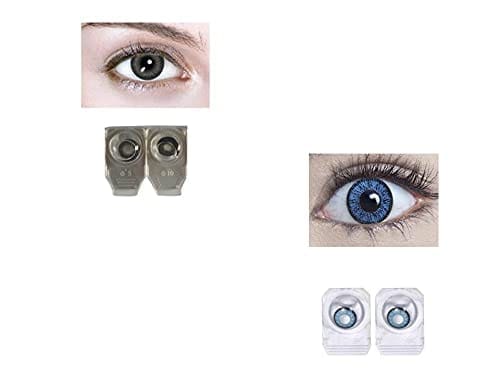 BLACK AND DARK AQUA BLUE MD SPARKLE 2 PAIR MONTHLY COLOR CONTACT LENS WITH CASE, LENS HOLDER AND 60 ML SOLUTION (PACK OF 2 PAIR)