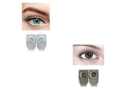 AQUA AND BLACK MD SPARKLE 2 PAIR MONTHLY COLOR CONTACT LENS WITH CASE, LENS HOLDER AND 60 ML SOLUTION (PACK OF 2 PAIR)