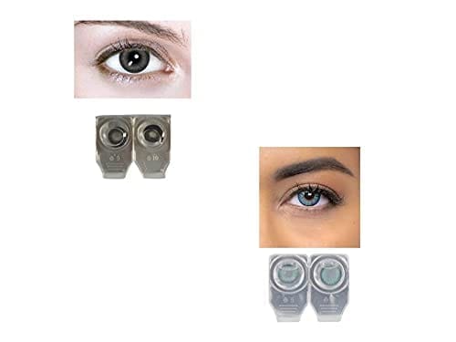 BLACK AND SEA BLUE MD SPARKLE 2 PAIR MONTHLY COLOR CONTACT LENS WITH CASE, LENS HOLDER AND 60 ML SOLUTION (PACK OF 2 PAIR)