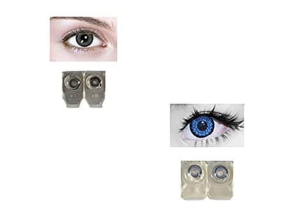 Black and Dark Blue MD Sparkle 2 Pairs of Monthly Color Contact Lens With Case, Lens Holder and 60 ML Solution