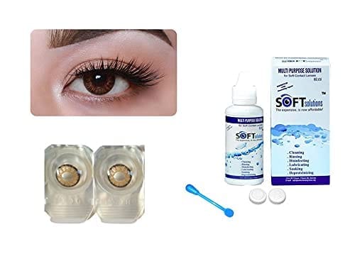 Brown and Dark Brown MD Sparkle 2 Pairs of Monthly Color Contact Lens With Case, Lens Holder and 60 ML Solution