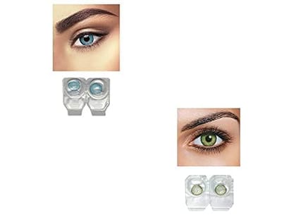 BLUE AND GREEN MD SPARKLE 2 PAIR MONTHLY COLOR CONTACT LENS WITH CASE, LENS HOLDER AND 60 ML SOLUTION (PACK OF 2 PAIR)