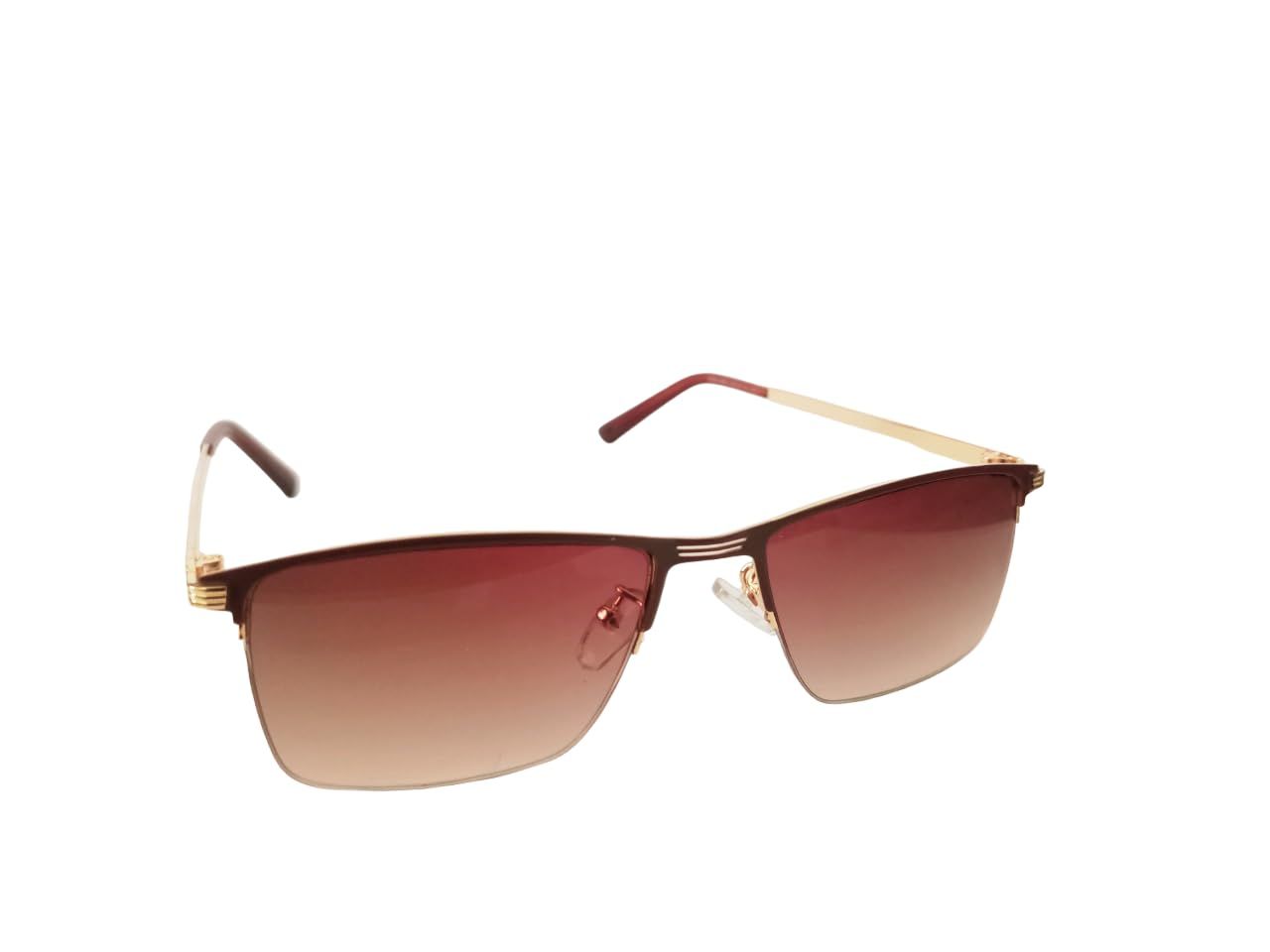 MD Style UV Protected Half Rim Rectangular Metal Frame Sunglasses/Men - Women Fashion Sunglasses
