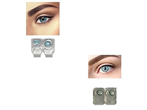 BLUE AND DARK SEA BLUE MD SPARKLE 2 PAIR MONTHLY COLOR CONTACT LENS WITH CASE, LENS HOLDER AND 60 ML SOLUTION (PACK OF 2 PAIR)