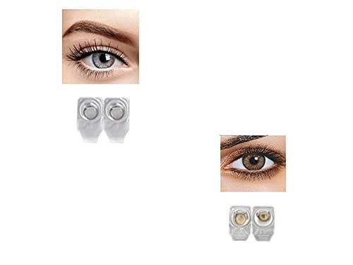 DARK GRAY AND HAZEL MD SPARKLE 2 PAIR MONTHLY COLOR CONTACT LENS WITH CASE, LENS HOLDER AND 60 ML SOLUTION (PACK OF 2 PAIR)