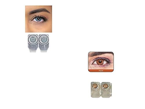 Sea Blue and Dark Hazel MD Sparkle 2 Pairs of Monthly Color Contact Lens With Case, Lens Holder and 60 ML Solution