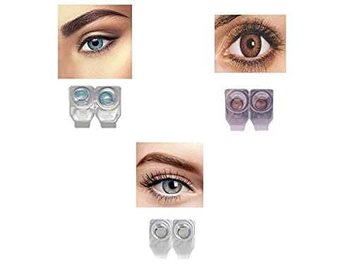 BLUE,BROWN AND GRAY MD SPARKLE 3 PAIR MONTHLY COLOR CONTACT LENS WITH CASE AND 60ML SOLUTION (PACK OF 3 PAIR)