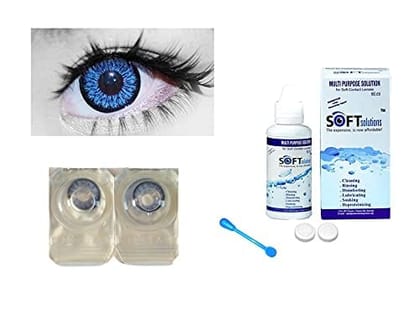 Brown and Dark Blue MD Sparkle 2 Pairs of Monthly Color Contact Lens With Case, Lens Holder and 60 ML Solution